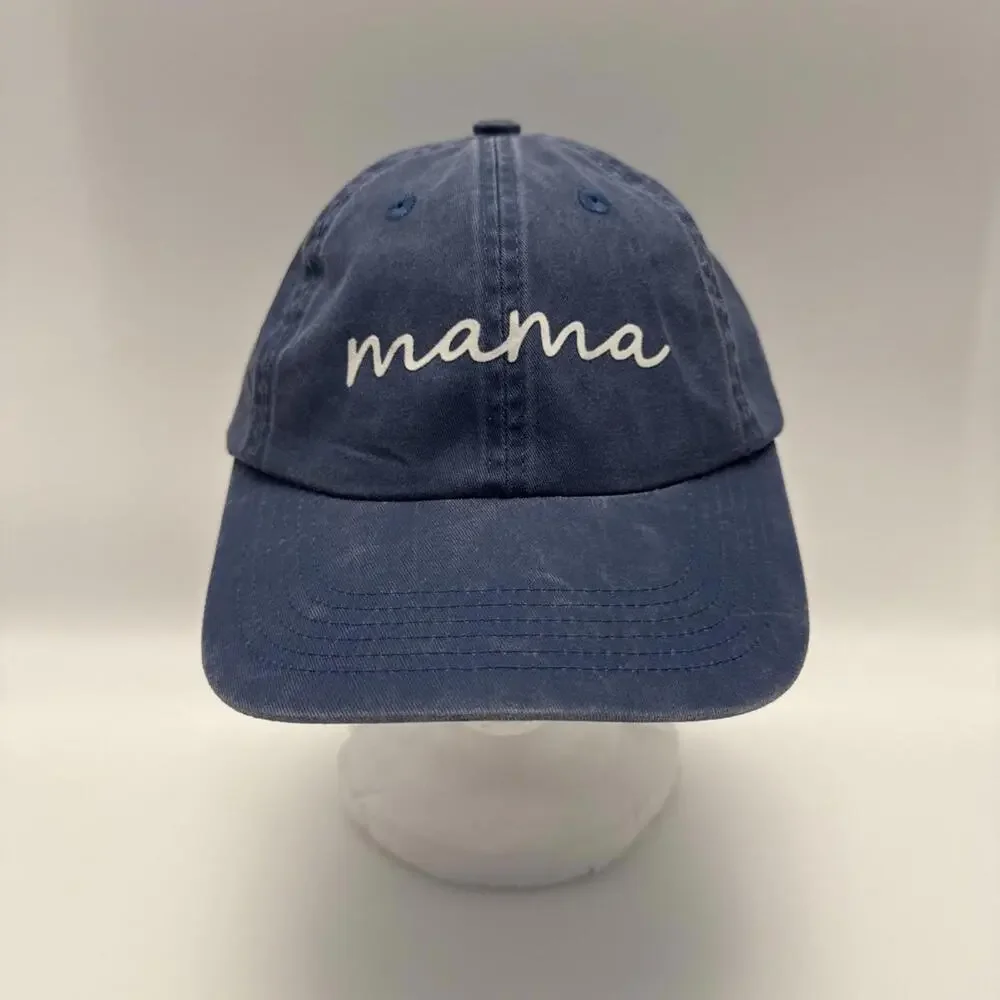 Frankie Jean Mama Script Navy Blue 100% Cotton Baseball Cap Womens OSFM‎